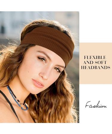 Buy 6 Pack Women's Elastic Wide Headbands - Boho Soft Sport & Yoga Hair Accessories - Buy Online on GoSupps.com