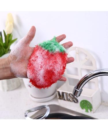 Non-Scratch Fruit Dish Scrubber 4pcs Pack Cute Durable Dish Sponges Strawberry Dish Scouring Pads Eco-Friendly Net Cloth Dish Cloths Hand Crochet Pot Scrubbers Home Kitchen Fresh Cleaning Sponge - Buy Online on GoSupps.com