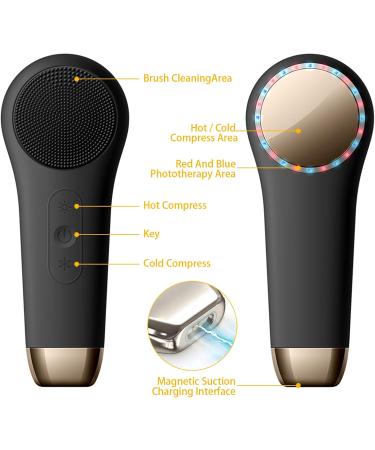 Rechargeable Waterproof Silicone Facial Cleansing Brush - Deep Cleansing & Gentle Exfoliating Electric Face Scrubber for Men & Women (Black) - Shop Internationally - Buy Online on GoSupps.com