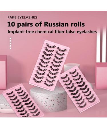 Russian Strip Lashes 1 Boards/10 Pairs Per Board Segmented False Eyelashes D Curl + 3D Effect Easy to Wear for Work Vacation Wedding DH06-H5 - Buy Online on GoSupps.com