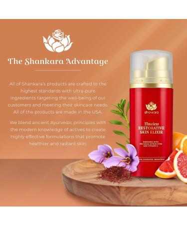 Shankara Timeless Restorative Skin Elixir - 2-in-1 Ayurvedic Anti-Aging Serum & Kumkumadi Face Oil with Red Gold Saffron Vitamin C & Sandalwood - Nourish Skin Naturally - Buy Online on GoSupps.com