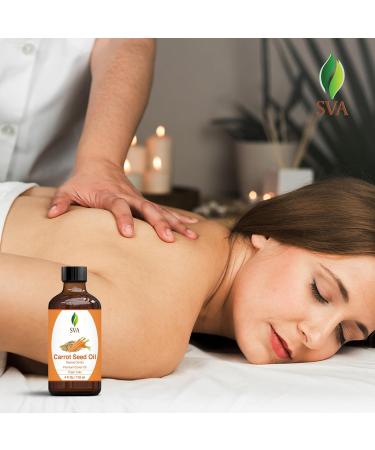 SVA Carrot Seed Oil - 100% Natural Cold Pressed - 4 Fl Oz - Ideal for Face Skin Hair & Scalp Massage - Carrier Oil with Dropper - Buy Online on GoSupps.com