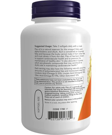 Now Foods High Lignan Flax Oil 1000mg - 120 Softgels | Omega-3 & Heart Health - Buy Online on GoSupps.com