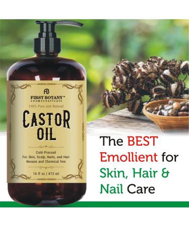 First Botany Castor Oil 16 fl oz - Ultimate Emollient for Hair Growth Skin Moisturizer & Nail Care | Multi-Use Eyebrow & Eyelash Serum - Buy Online on GoSupps.com