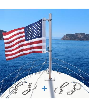 American Boat Flag - 12x18 inch Double Sided Embroidered USA Marine Flag for Pontoon Boats | Includes 4 Flag Pole Kits and Brass Grommets - Buy Online on GoSupps.com