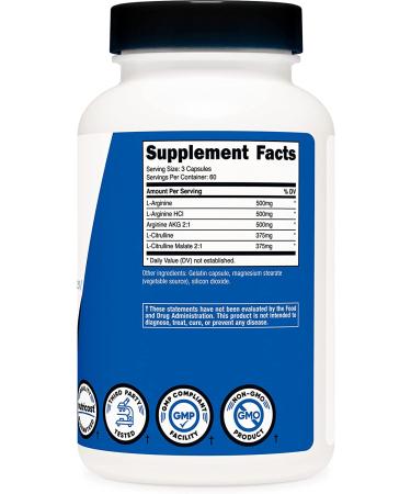 Nutricost Nitric Oxide Booster 750mg 180 Capsules - Gluten Free, Non-GMO - Buy Online on GoSupps.com