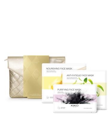 KIKO Milano Holiday Premi re Face Masks Gift Set | Skincare Gift Set: 1 Anti-Fatigue Mask 1 Nourishing Mask And 1 Purifying Mask