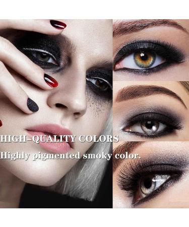 Black White Silver Grey Smokey Glitter Eyeshadow Palette - 9 Colors, Highly Pigmented Matte & Shimmer Shadows - Long Lasting, Water Proof - Ideal for Cool Tone Goth Look - Buy Online on GoSupps.com