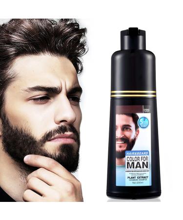 Men Mustache & Beard Dye for Gray Hair to Black Beard Dye for Men Black in 5 Minutes for Easy Application Natural Black Beard Color & Hair Dye Shampoo for Facial Gray Hair Coverage 200ml.