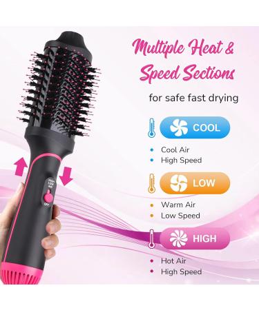 4-in-1 Hair Dryer Brush - Professional Hot Air Styling Tool for Straightening, Curling, and Drying - Pink - Buy Online on GoSupps.com