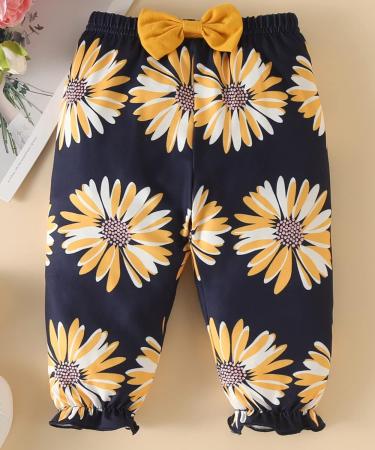 Koonde Baby Girl 3-Piece Outfit Set | Romper, Trouser & Headband | Yellow + Navy | Newborn to 24 Months | 6-12 Months - Buy Online on GoSupps.com