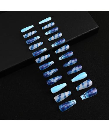 Long Coffin Press on Nails - Novelty Style 8 | Reusable Acrylic Full Cover False Nails for Women - 24 pcs - Buy Online on GoSupps.com