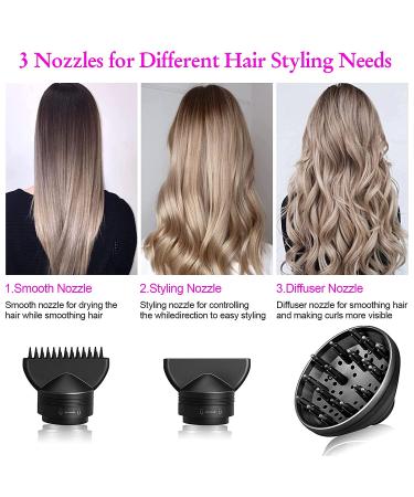 Ionic Hair Dryer 1800w Professional with Diffuser - Powerful DC Motor, Negative Ion Technology, Constant Temperature Hair Care - 3 Heating/2 Speed/Cold Settings - Buy Online on GoSupps.com