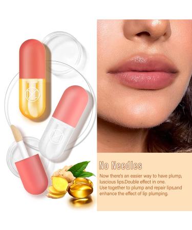 Lip Plumper Gloss Set - Natural Lip Plumping Serum for Fuller Lips - Moisturizing Day & Night Care - No Chapped Lips - #01 Pink - Buy Online on GoSupps.com