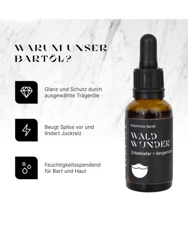 Barteitzeug Beard Oil Waldwunder - 100% Natural Zirbelkief & Bergamot - 30ml - Soothes Itching & Softens Beard - International Shipping Available - Buy Online on GoSupps.com
