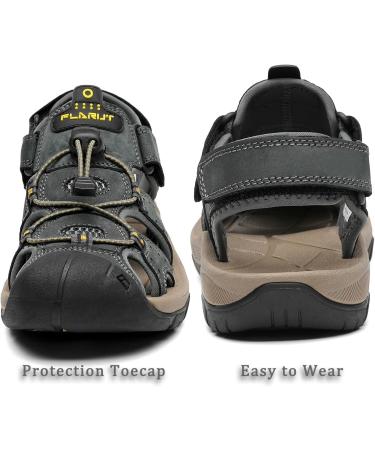 Flarut Men's Outdoor Sandals - Summer Hiking Shoes & Casual Sneakers - Leather Beach Trekking Sandals 47 EU Gray - Buy Online on GoSupps.com