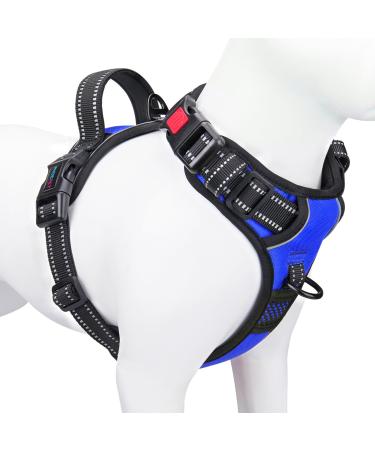 Phoepet Dog harness without pulling for small dogs Reflecting adjustable adjustable vest with clip at the front with handle 2 metal rings 3 buckles simply put on and take off (m royal blue) K nigsblau medium