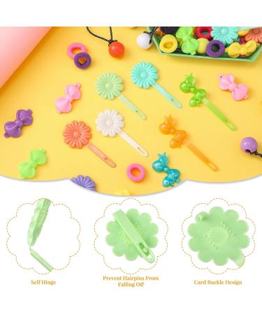 96 Piece Self Hinge Hair Barrettes Set for Girls - Plastic Bow Flower Barrettes Hair Clips - Colorful Hairpin Set for Girls Toddlers - Cute Hair Accessories for Ponytails - 80s 90s Style - Buy Online on GoSupps.com