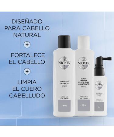 Nioxin System 1 Natural Hair Treatment Trial Kit - 3-Part System for Light Thinning Hair | Scalp Therapy & Hair Thickening Treatment - 3 Piece Set - Buy Online on GoSupps.com