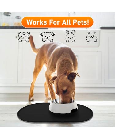 Ldyoen Silicone Dog Bowl Underlay & Cat Feed Mat - Waterproof Slip-Resistant Large 48x30cm - Ideal for Dogs & Cats - Black - Buy Online on GoSupps.com