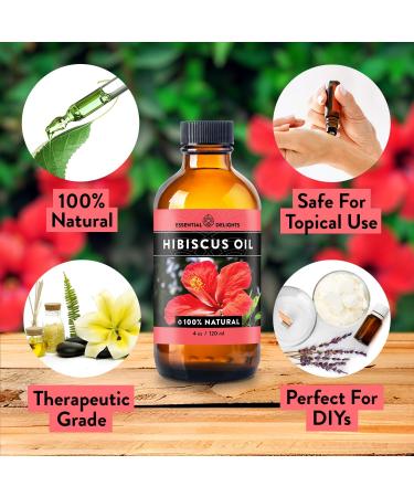 Hibiscus Oil by Essential Delights - Premium Cold Pressed Carrier Oil (4 oz.) | for Skin Face Body Hair Revitalization | Hibiscus 4 Fl Oz (Pack of 1) - Buy Online on GoSupps.com