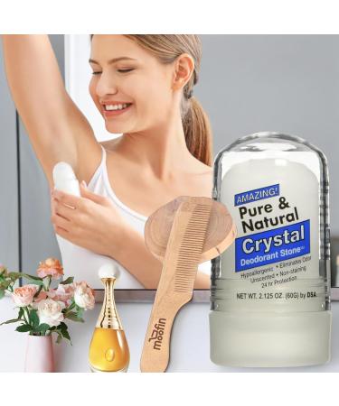 Pure & Natural Mini Deodorant Stick - Hypoallergenic Travel-Friendly Fragrance-Free | Bundle with Wooden Comb - Buy Online on GoSupps.com