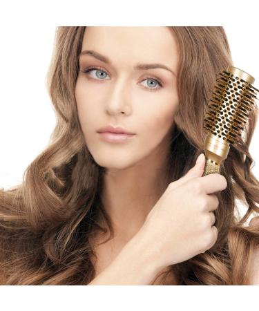 VISCAL Nano Thermal Ceramic Round Hair Brush 2.4 inch - Large Boar Bristle Brush for Hair Styling, Curling, and Volume - Gold Brown - Buy Online on GoSupps.com