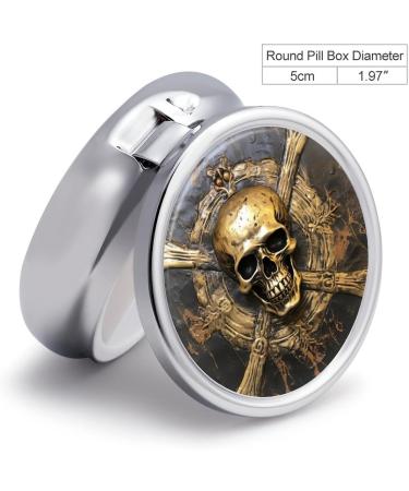 Skull Metal Pirate Pill Box - Stylish 3 Compartment Travel Organizer for Vitamins & Medication - Compact Pill Case for Purse & Pocket - Buy Online on GoSupps.com