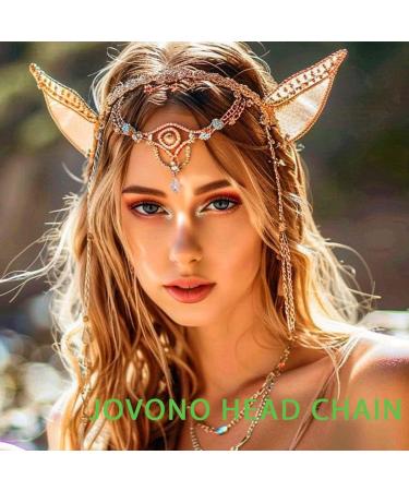 Jovono Boho Headchain with Fairy Elf Ears Silver Headpieces Festive Costume Hair Accessories for Women and Girls - Buy Online on GoSupps.com