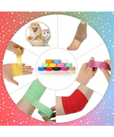 Tonyg-P Self-Adhering 12 Roll Elastic Bandage for Athletes | Multicolored Cohesive Bandages for Wrist & Ankle Support (2.5cm x 4.5m) - Ship Internationally - Buy Online on GoSupps.com