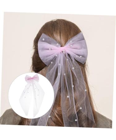 FRCOLOR Bridal Hair Accessories Bride Hair Accessories Bridal Bow with Clip Tulle Short Veil Bow Knot Bride Pearl Veil Checkered Hair Clip Hair Bow Iron Top Clip Girl Wedding Dress - Buy Online on GoSupps.com