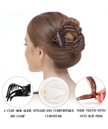 RC Roche Ornament 6 Pcs Womens Clutcher Banyan Leaf French Eyelet Hair Clip - Clear Brown/Black (Pack of 6) - Buy Online on GoSupps.com