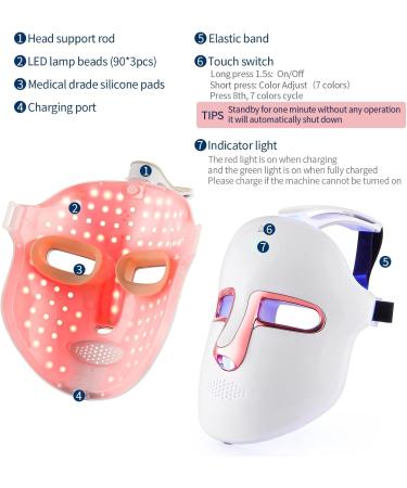 LIARTY Cordless 7 Color LED Face Light Therapy Mask Beauty Skin Rejuvenation Photon Device for Skin Rejuvenation Anti-Aging Removal Wrinkles Shrink Pores Fine Lines Skin Tightening Cordless 7 Color LED Therapy - Buy Online on GoSupps.com