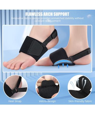 2 Pairs Arch Support Inserts for Men & Women | Plantar Fasciitis Relief | Comfortable Compression Bands | Orthotics Arch Sleeves with Gel Pad - Black - Buy Online on GoSupps.com