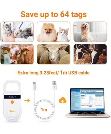 Tera Pet Microchip Reader Scanner RFID w/ OLED Display - Rechargeable & Portable - Supports EMID FDX-B - For Dog, Cat, Pig - Orange - Buy Online on GoSupps.com
