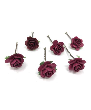 Flower hair pins wedding hair clips bridal hair piece rose hair accessories Burgundy