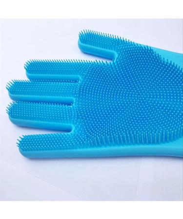 Blue Reusable Silicone Cleaning Gloves | Dishwashing Scrubber with Bristles | Magic Cleaning Gloves for Washing - Buy Online on GoSupps.com