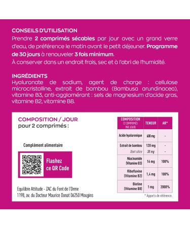 Acide Hyaluronique Ultra dos 600 mg GRANIONS - Biotine - Hydratation intense peau - Niacinamide - Complexe Vitamine B - Anti-ride - Stimule production collagene - Vegan - Fabriqu en France 60 unit (Lot de 1) - Buy Online on GoSupps.com