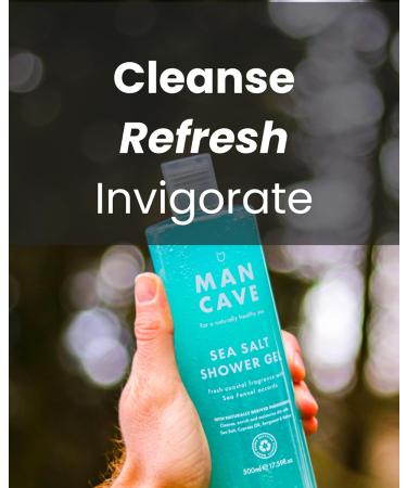 ManCave Sea Salt Shower Gel for Men - 500ml, Coastal Aroma, Natural Formula, Vegan, Sulphate & Paraben Free - Buy Online on GoSupps.com