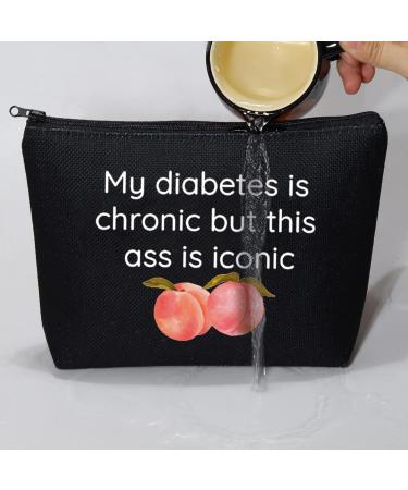 VAMSII Diabetes Supply Bag - Funny Iconic Ass Zipper Pouch for Type 1 & Type 2 Diabetics (Black) - Buy Online on GoSupps.com