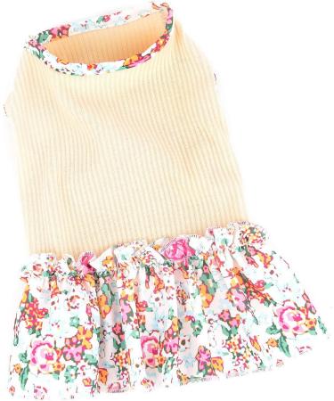 Paidful Dog Blumen Dress for Small & Medium Dogs - Soft Cotton Ruffled Tank for Spring/Summer - Beige Vest for Chihuahuas & Yorkies - Buy Online on GoSupps.com