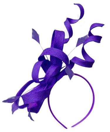 Swirl Loop Sinamay Headband Fascinator For Women Wedding Ascot Races (Purple) Purple One Size
