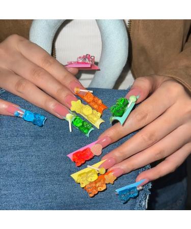 3D Mix Assorted Color Nail Charms Acrylic Multi Cute Nail Art Charms Hollow Candy Jewelry Nail Supplies for Nail Art Design DIY Crafts Accessories (Colorful Bear) - Buy Online on GoSupps.com