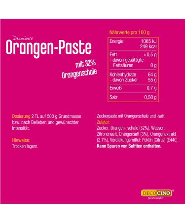 DECOCINO Orange Paste Vegan Natural Flavouring Paste with Grated Orange Peels for Baking Cakes Toppings and Desserts - 1.76 Oz - Pack Of 2 - Buy Online on GoSupps.com