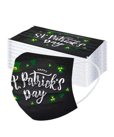 WEXCV 50 pieces of one -way face mask St. Patrick's Day Mundsprung Breathable dustproof mouth and nose protection mouth protection 3 layer for men women l d