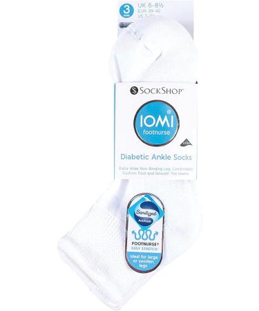 IOMI 3-Pack Extra Wide Padded Cotton Low Cut Diabetic Socks 10-12 White - Buy Online on GoSupps.com