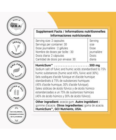 Supersmart - Humic and Fulvic Acid Supplement 300mg per Day (Patented & High Strength) - Fulvic Humic Mineral Blend | Non-GMO & Gluten Free - 60 Vegetarian Capsules - Buy Online on GoSupps.com