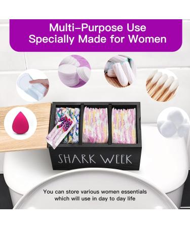 Mistod Tampon Holder - Stylish Bathroom Organizer for Pads & Tampons | Wood Storage Box with Tablet Lid - Black | Perfect Feminine Product for Shark Week & Bathroom Accessories - Buy Online on GoSupps.com