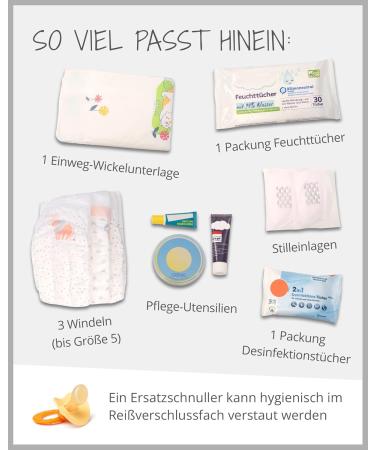 ULLENBOOM Diaper Pocket - Stylish Diaper Bag for 3 Diapers & Accessories | Made in EU Gray Elephant Design 18x27 cm - Buy Online on GoSupps.com