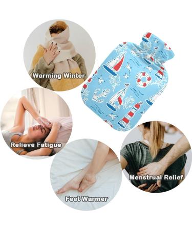 Naanle 2L Transparent Hot Water Bottle - Lighthouse Seagull Anchor Design for Pain Relief & Therapy | Large Hand & Foot Heat Relief - Buy Online on GoSupps.com